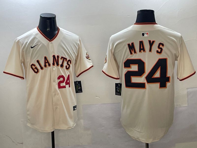 Men San Francisco Giants #24 Mays Cream Game 2025 Nike MLB Jersey style 3